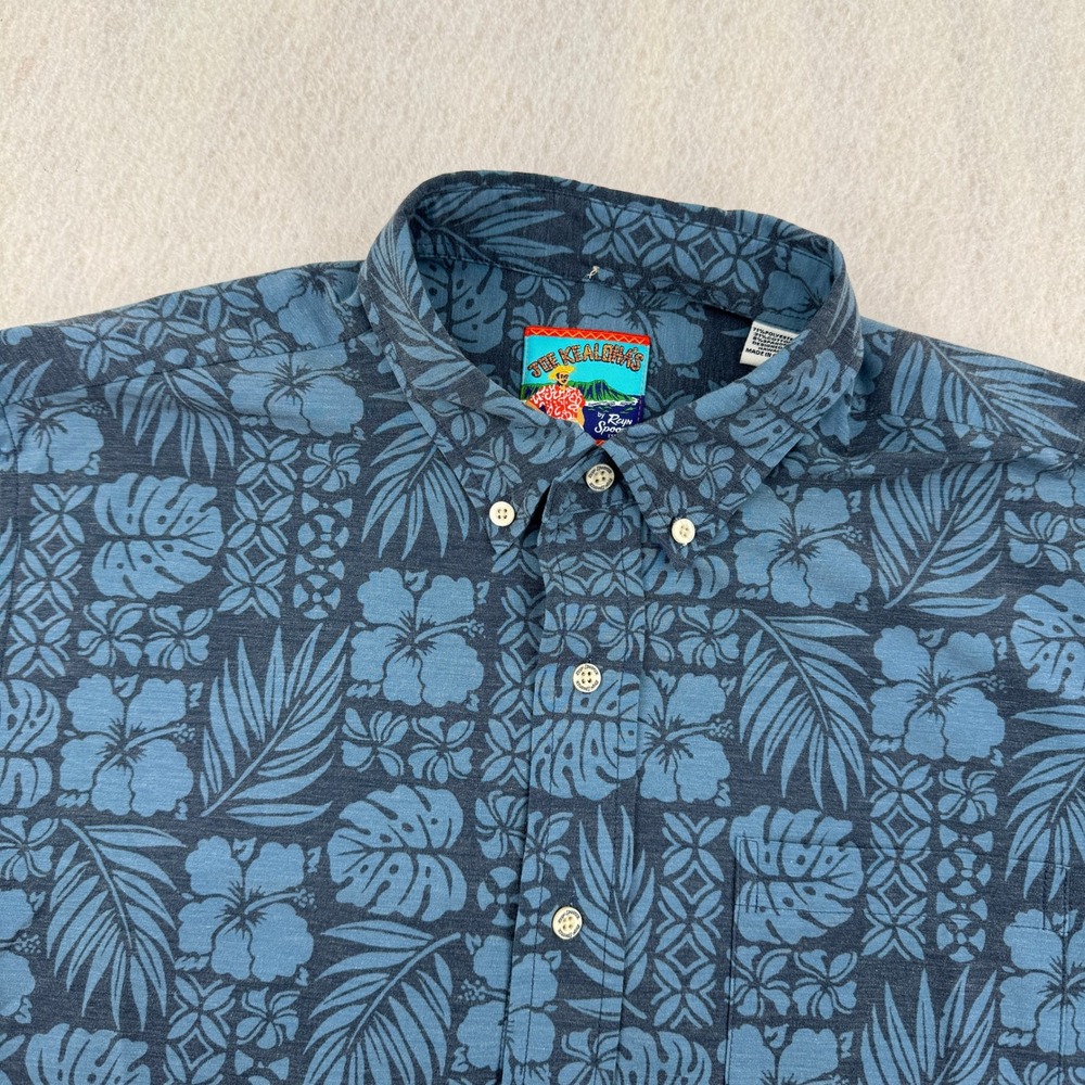 Joe Kealoha's by Reyn Spooner Mens M Blue Floral Tropical Aloha Shirt Sun Faded